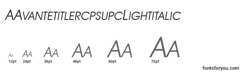 Размеры шрифта AAvantetitlercpsupcLightitalic