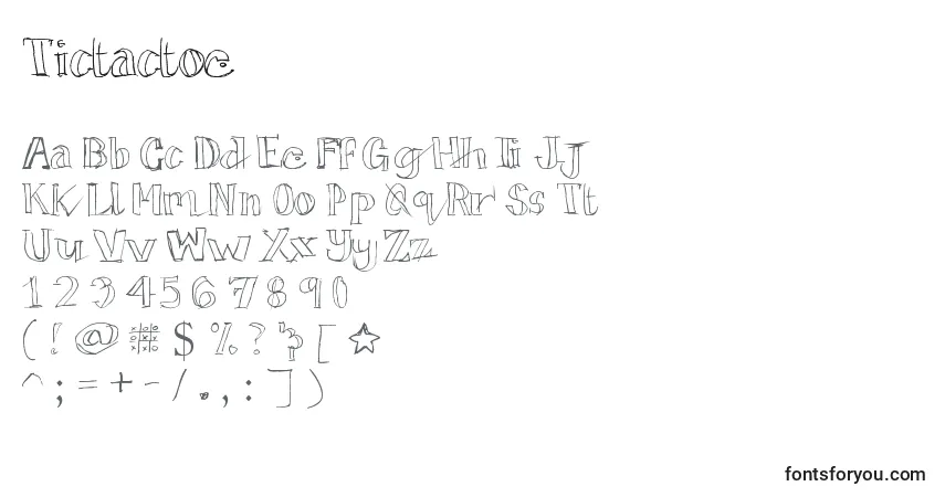 A fonte Tictactoe – alfabeto, números, caracteres especiais