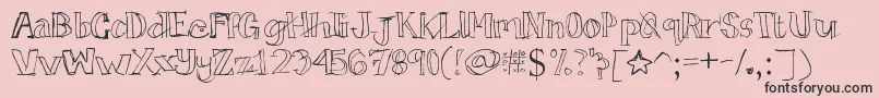 Tictactoe-Schriftart – Schwarze Schriften auf rosa Hintergrund