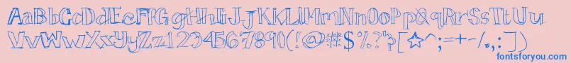 Tictactoe-Schriftart – Blaue Schriften auf rosa Hintergrund