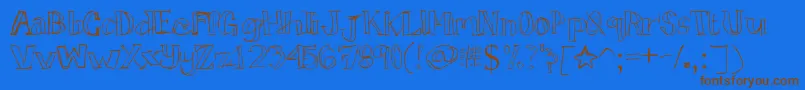 Tictactoe Font – Brown Fonts on Blue Background