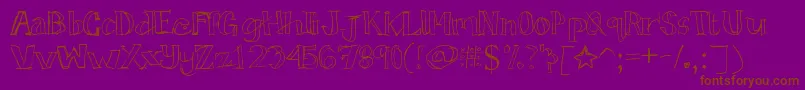 Tictactoe-Schriftart – Braune Schriften auf violettem Hintergrund