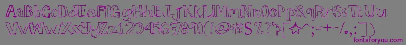 Tictactoe-Schriftart – Violette Schriften auf grauem Hintergrund