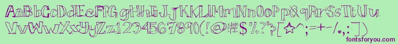 Tictactoe Font – Purple Fonts on Green Background