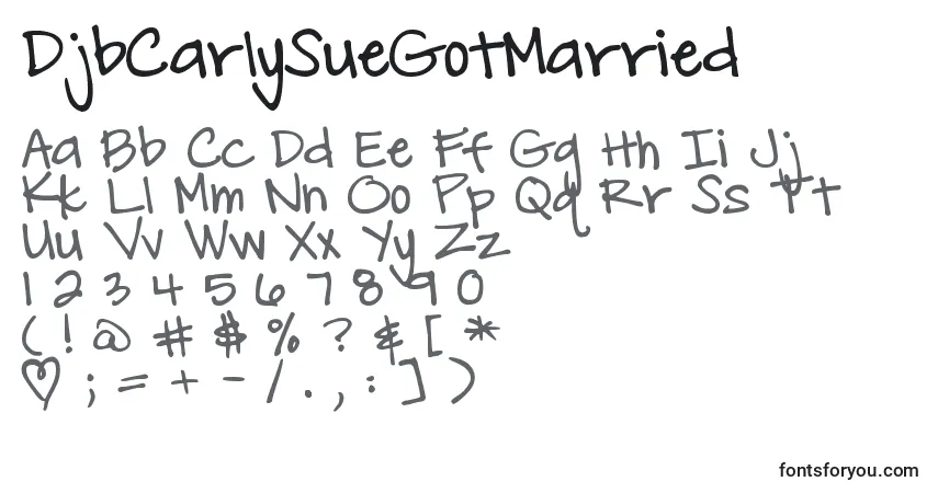 DjbCarlySueGotMarried Font – alphabet, numbers, special characters