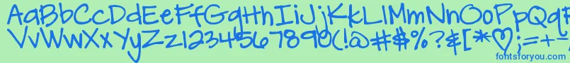 DjbCarlySueGotMarried Font – Blue Fonts on Green Background