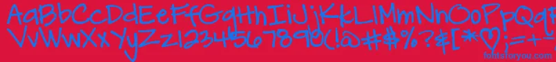 DjbCarlySueGotMarried Font – Blue Fonts on Red Background
