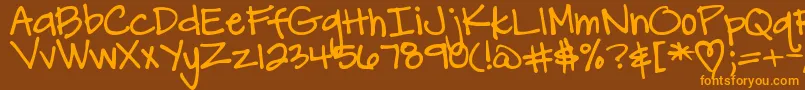DjbCarlySueGotMarried-Schriftart – Orangefarbene Schriften auf braunem Hintergrund