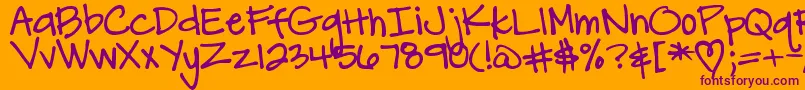 DjbCarlySueGotMarried Font – Purple Fonts on Orange Background