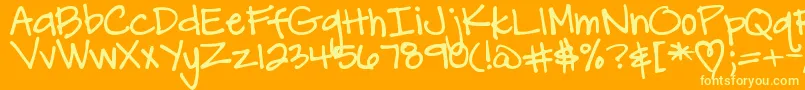 DjbCarlySueGotMarried Font – Yellow Fonts on Orange Background