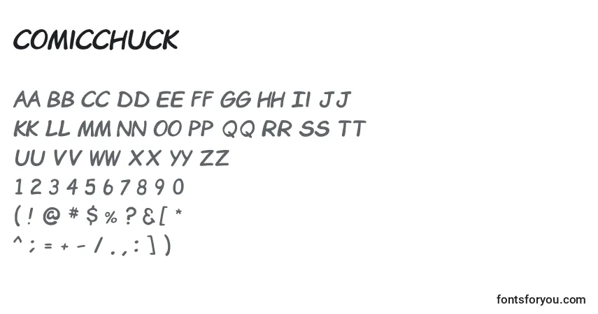Czcionka Comicchuck – alfabet, cyfry, specjalne znaki