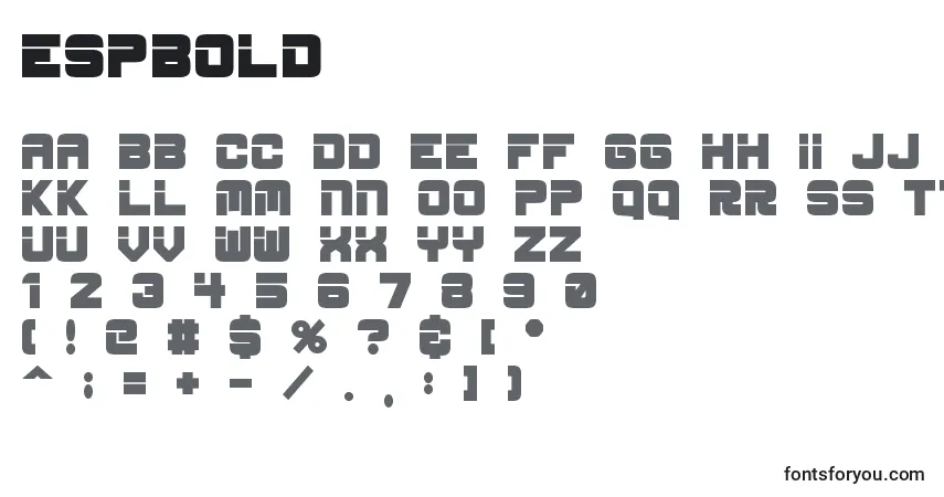 A fonte EspBold – alfabeto, números, caracteres especiais