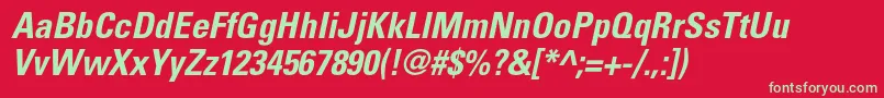 UniversltstdBoldcnobl Font – Green Fonts on Red Background