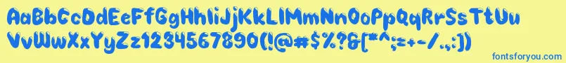 Choko-Schriftart – Blaue Schriften auf gelbem Hintergrund