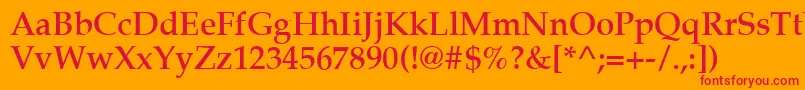 フォントLatinopal5Demish – オレンジの背景に赤い文字