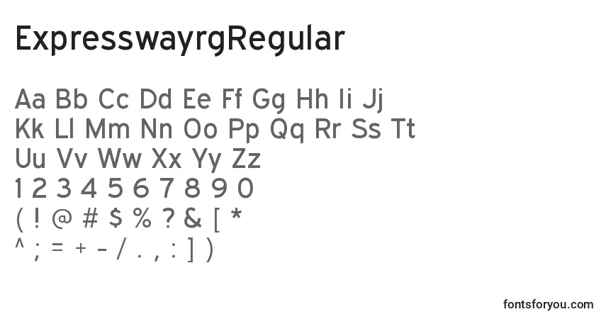 Schriftart ExpresswayrgRegular – Alphabet, Zahlen, spezielle Symbole