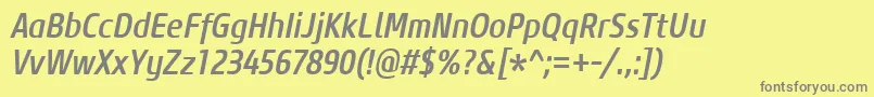 CoreSansM57CnMediumItalic Font – Gray Fonts on Yellow Background