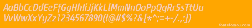 CoreSansM57CnMediumItalic Font – Pink Fonts on Orange Background