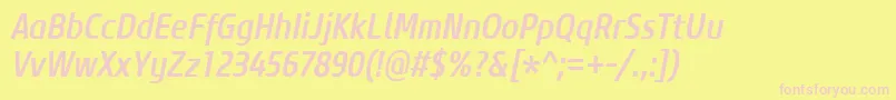 CoreSansM57CnMediumItalic Font – Pink Fonts on Yellow Background