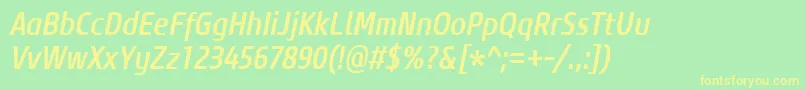 CoreSansM57CnMediumItalic Font – Yellow Fonts on Green Background