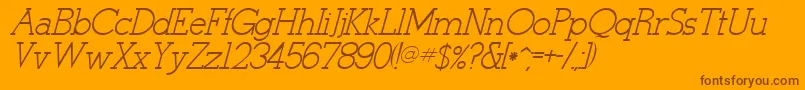 StymieItalicItalic-Schriftart – Braune Schriften auf orangefarbenem Hintergrund