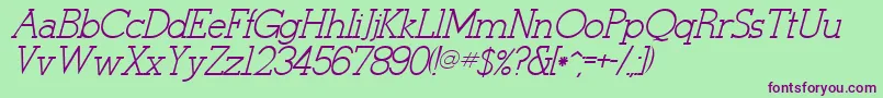 StymieItalicItalic Font – Purple Fonts on Green Background