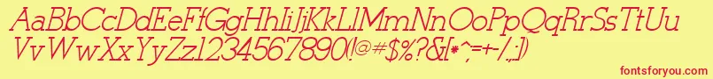 StymieItalicItalic Font – Red Fonts on Yellow Background