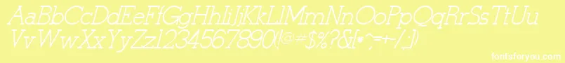 StymieItalicItalic-Schriftart – Weiße Schriften auf gelbem Hintergrund
