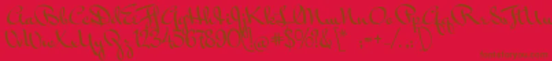 MrBedfort-Schriftart – Braune Schriften auf rotem Hintergrund