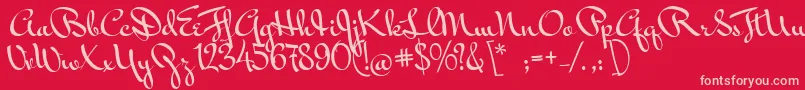 MrBedfort Font – Pink Fonts on Red Background