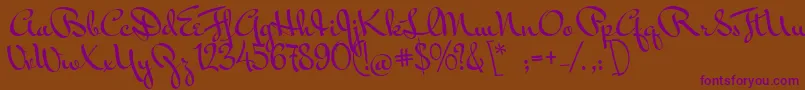 MrBedfort Font – Purple Fonts on Brown Background