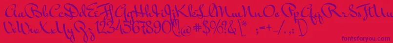 MrBedfort Font – Purple Fonts on Red Background