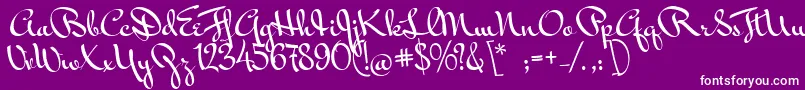 Fonte MrBedfort – fontes brancas em um fundo violeta