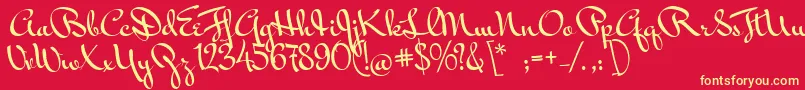 MrBedfort-Schriftart – Gelbe Schriften auf rotem Hintergrund