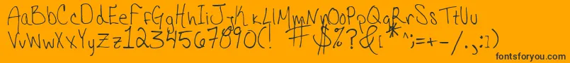 Fonte HannahsMessyHandwriting – fontes pretas em um fundo laranja