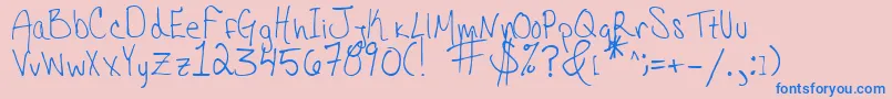 fuente HannahsMessyHandwriting – Fuentes Azules Sobre Fondo Rosa