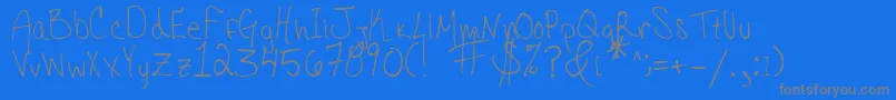 HannahsMessyHandwriting-Schriftart – Graue Schriften auf blauem Hintergrund