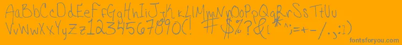 Fonte HannahsMessyHandwriting – fontes cinzas em um fundo laranja