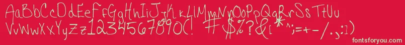 HannahsMessyHandwriting Font – Green Fonts on Red Background