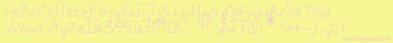 Fonte HannahsMessyHandwriting – fontes rosa em um fundo amarelo