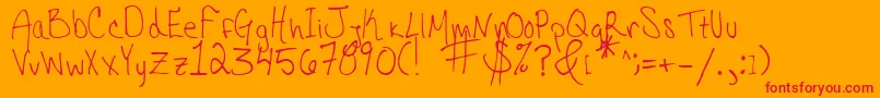 fuente HannahsMessyHandwriting – Fuentes Rojas Sobre Fondo Naranja