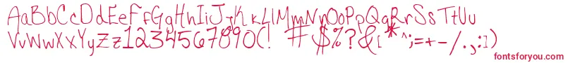 Police HannahsMessyHandwriting – polices rouges sur fond blanc
