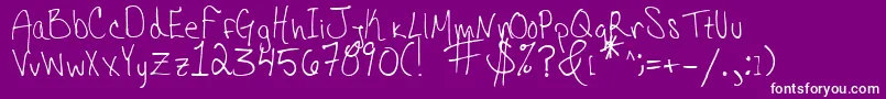Więcej informacji o czcionce HannahsMessyHandwriting Czcionka HannahsMessyHandwriting – białe czcionki na fioletowym tle