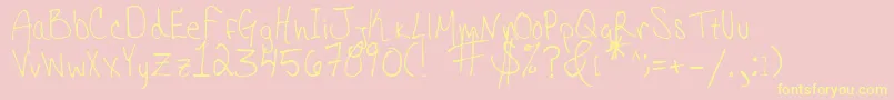 HannahsMessyHandwriting Font – Yellow Fonts on Pink Background