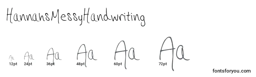 HannahsMessyHandwriting Font Sizes