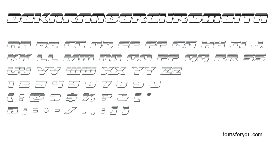 Schriftart Dekarangerchromeital – Alphabet, Zahlen, spezielle Symbole