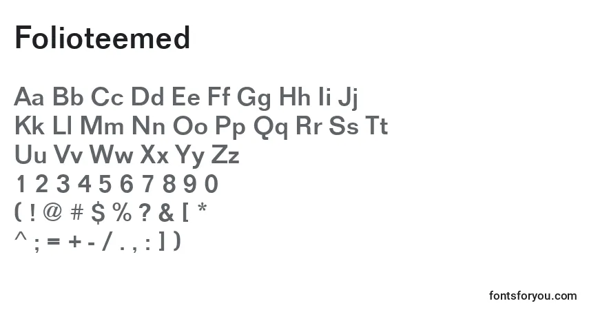 Schriftart Folioteemed – Alphabet, Zahlen, spezielle Symbole