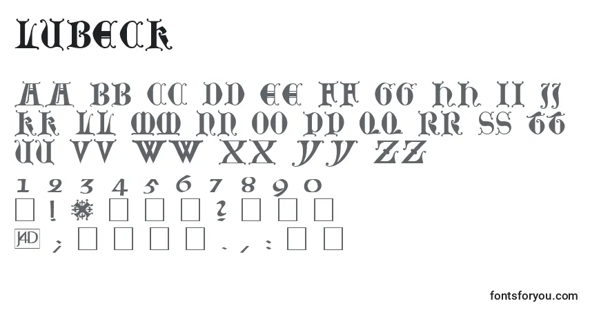 Fuente Lubeck - alfabeto, números, caracteres especiales