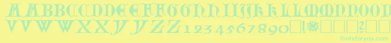 Lubeck-Schriftart – Grüne Schriften auf gelbem Hintergrund