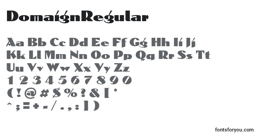 Schriftart DomaignRegular – Alphabet, Zahlen, spezielle Symbole